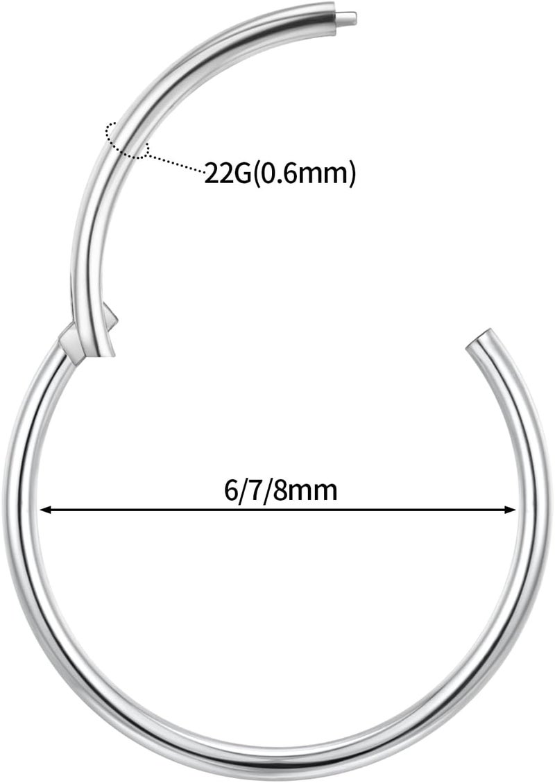FUNLMO Store 316L Surgical Steel Hinged Segment Nose Ring Hoop for Nose Septum Cartilage Helix Tragus Conch Rook Daith Lobe Lip Piercings 1 Pc - Image 2